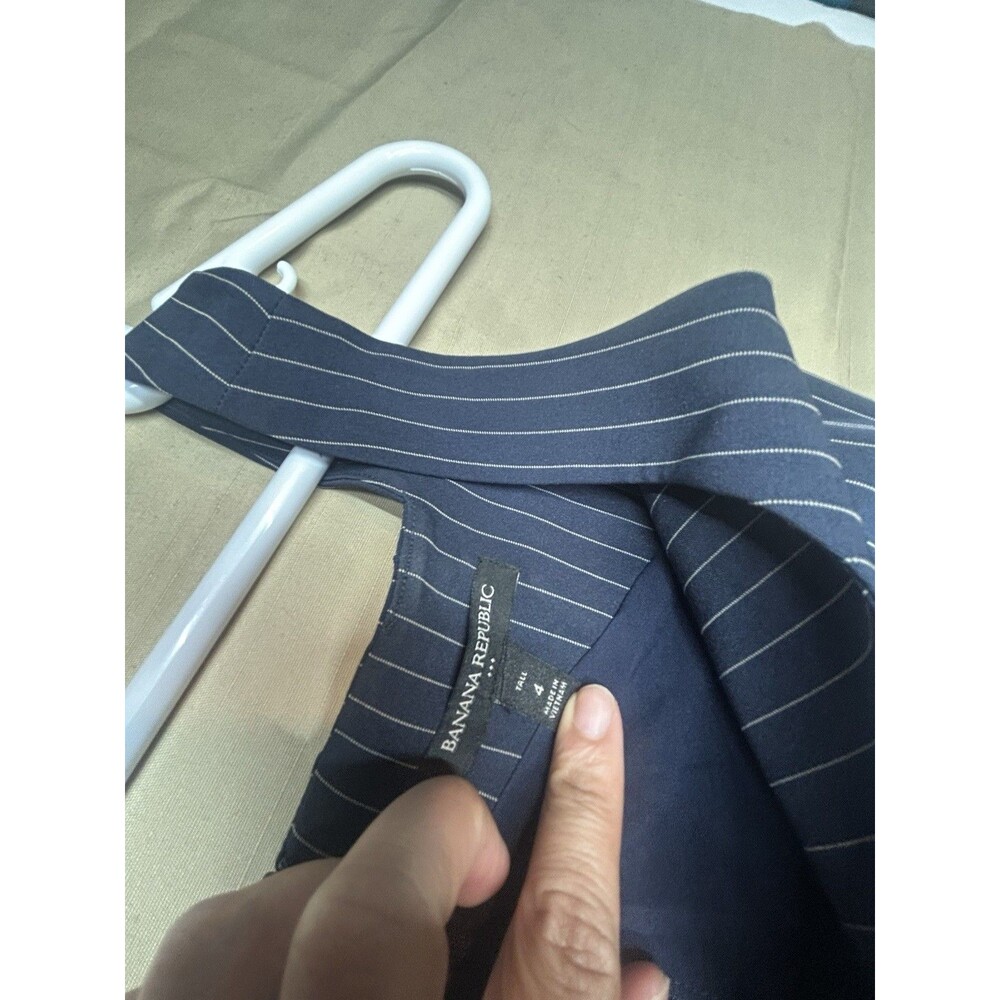 ⁠Banana Republic Navy Pinstripe Maxi Dress 4 Tall Belted Sleeveless Slit⁠ - Picture 7 of 12